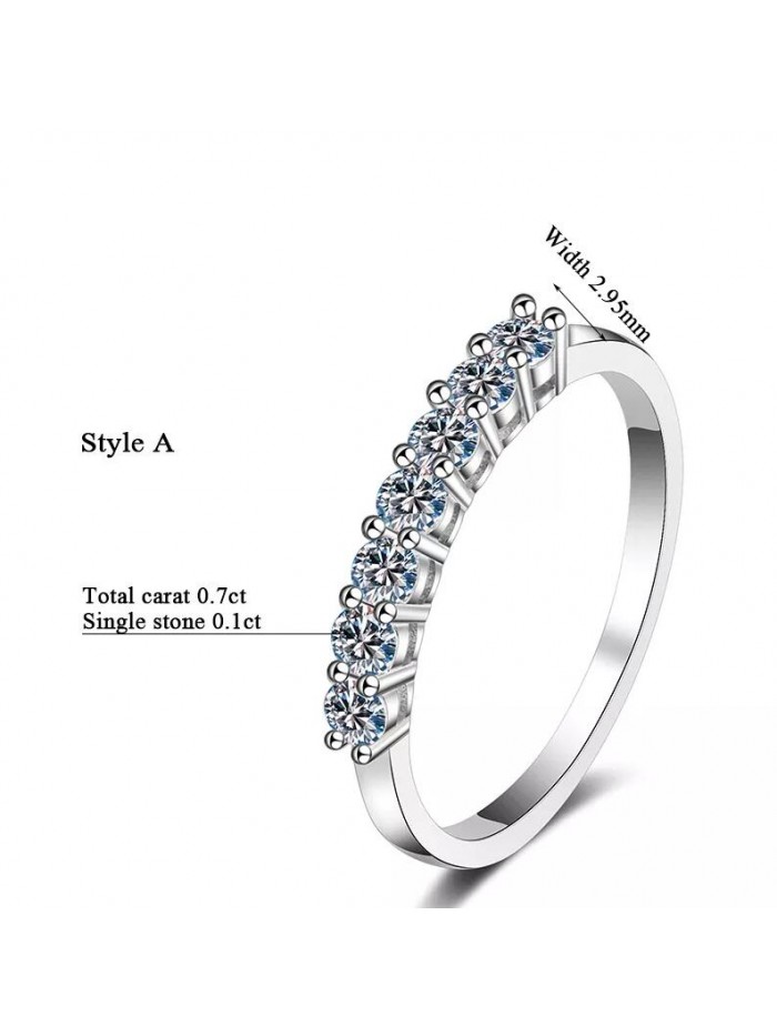 Moissanite Eternity Ring 0.7 ct D Color VVS1 Clarity Platinum Plated Sterling Silver Wedding Band Moissanite Engagement Ring